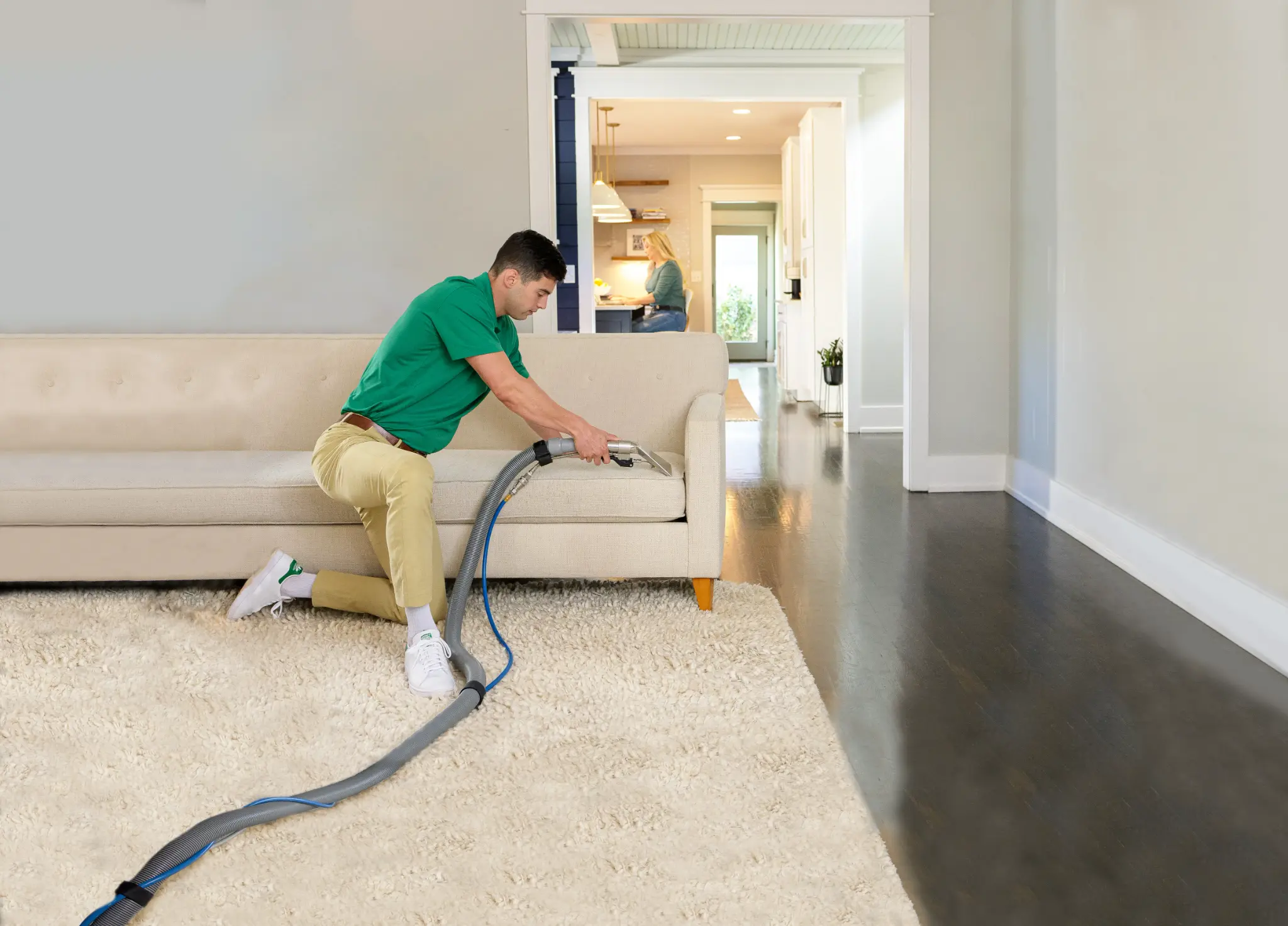 Chem-Dry technician cleaning upholstery