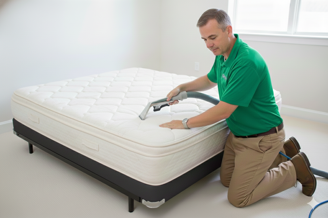 Chem-Dry technician cleaning a mattress